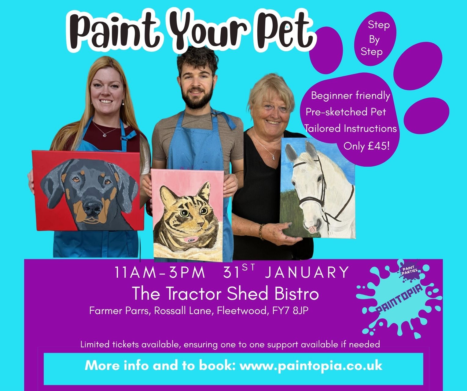 Paint Your Pet, Sat 31st Jan, 11am-3pm, The Tractor Shed, Fleetwood