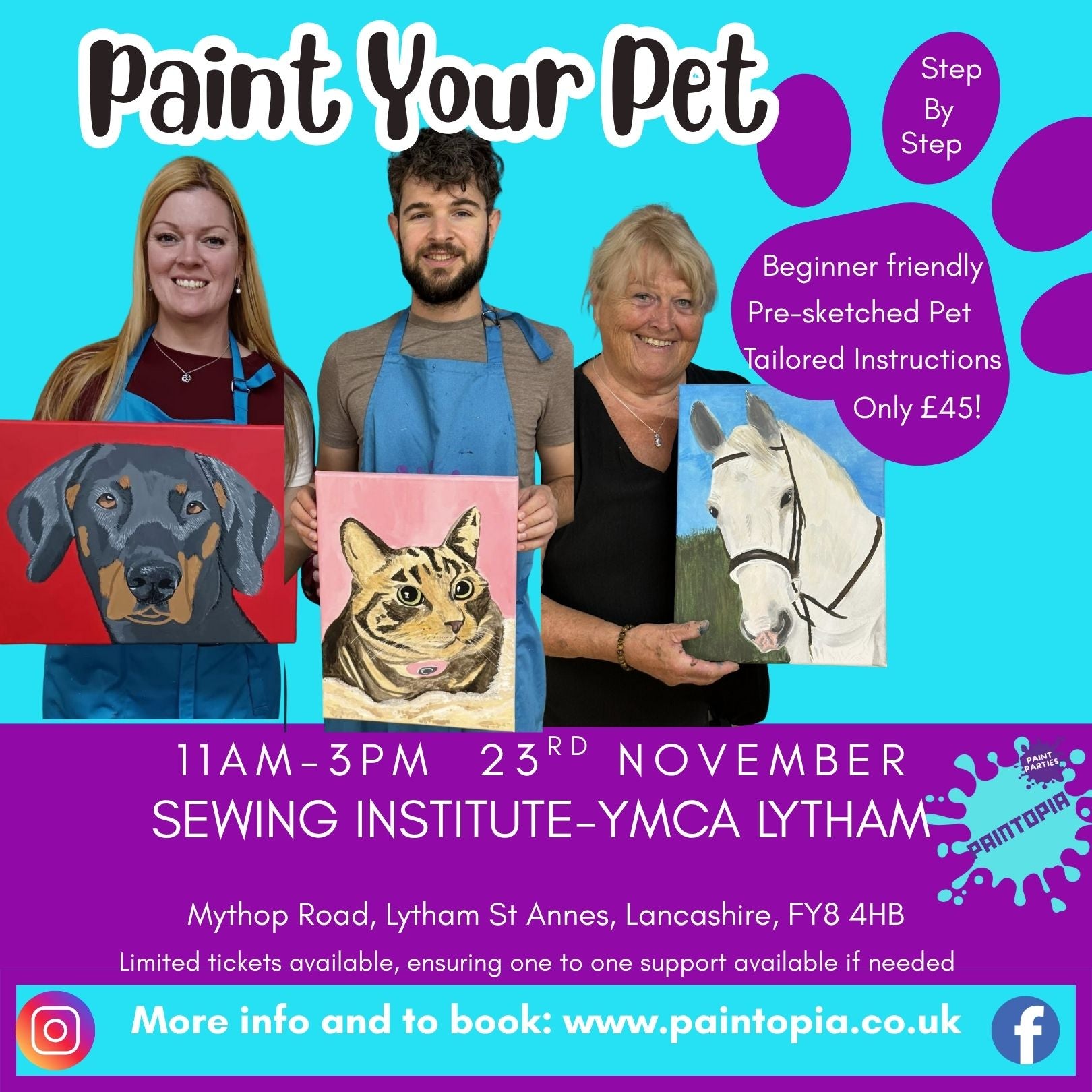 Paint Your Pet, 23rd Nov, 11am-3pm, Sewing Institute, Lytham
